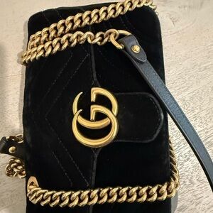 Luxurious Black Velvet Bag with Gold Accents